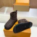 Louis Vuitton Brown Suede Winter Boots with Monogram Embroidery, Adjustable Buckle, and Chunky Sole #B69626