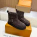Louis Vuitton Brown Suede Winter Boots with Monogram Embroidery, Adjustable Buckle, and Chunky Sole #B69626