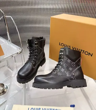 Louis Vuitton Unisex Monogram Patchwork Side‑Zip Combat Boots #B68338