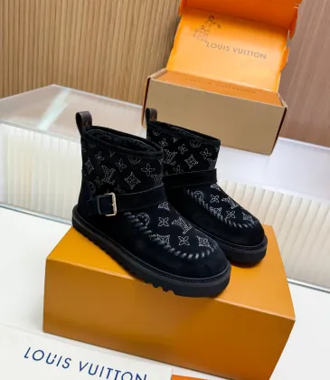  Women’s Black Suede Ankle Boots with Monogram Embossing, Shearling Lining &amp; Chunky Sole #B69624