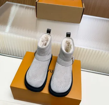 Brand L Women’s Gray Suede Ankle Boots with Shearling Lining & Signature Monogram #B69622 Brand L Women’s Gray Suede Ankle Boots with Shearling Lining & Signature Monogram #B69622