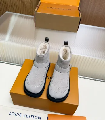  Women’s Gray Suede Ankle Boots with Shearling Lining &amp; Signature Monogram #B69622