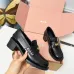 Miu Miu Women's Glossy Leather Chunky Heel Loafers #A66085