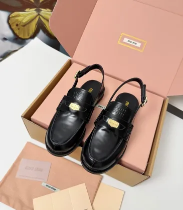 Miu Miu Women's Glossy Leather Slingback Loafer Sandals #A66089