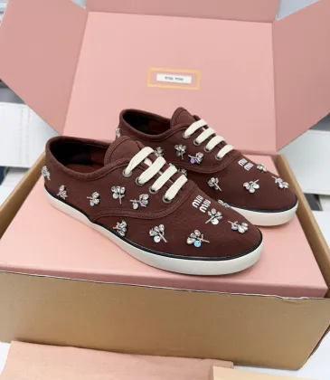 Miu Miu Women's Rhinestone Embroidered Canvas Sneakers #A66081