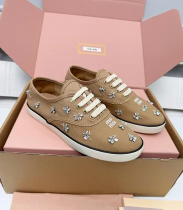 Miu Miu Women's Rhinestone Embroidered Canvas Sneakers #A66082