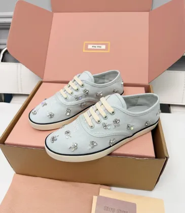 Miu Miu Women's Rhinestone Embroidered Canvas Sneakers #A66083