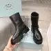 Prada Inspired Black Leather Biker Boots With Chunky Platform Sole #A54581