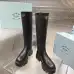 Prada Inspired Black Leather Knee-High Boots With Chunky Platform Sole #A54583