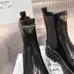 Prada Style Shiny Black Leather Chelsea Boots With Chunky Platform Sole #A54582