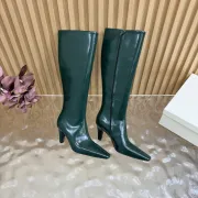 YSL Cassandre Side‑Zip Square‑Toe Knee‑High Boots 7cm Heel #B68429