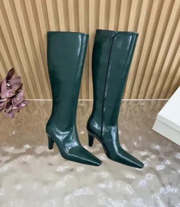 YSL Cassandre Side‑Zip Square‑Toe Knee‑High Boots 7cm Heel #B68429