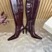YSL Cassandre Side‑Zip Square‑Toe Knee‑High Boots 7cm Heel #B68430