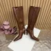 YSL Cassandre Side‑Zip Square‑Toe Knee‑High Boots 7cm Heel #B68431