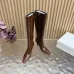 YSL Cassandre Side‑Zip Square‑Toe Knee‑High Boots 7cm Heel #B68431