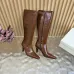 YSL Cassandre Side‑Zip Square‑Toe Knee‑High Boots 7cm Heel #B68431