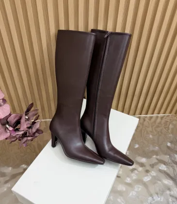 YSL Cassandre Side‑Zip Square‑Toe Knee‑High Boots 7cm Heel #B68433