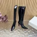 YSL Cassandre Side‑Zip Square‑Toe Knee‑High Boots 7cm Heel #B68435