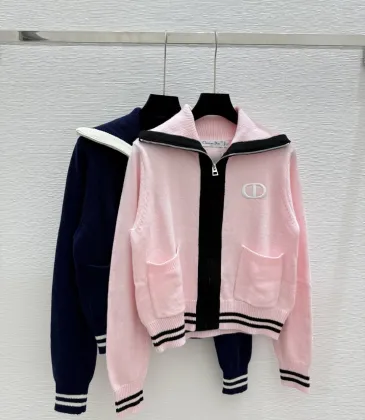  D-ior Women's  Cardigans  Zip - Up Style with Contrast Trims, Brand Emblem and Functional Pockets #A54858