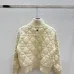 2025 D-ior Ecru Cannage Knit Cropped Zip-Up Cardigan #A54549