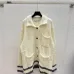 2025 D-ior Women's Wool Cardigan: Chic Collared Style with Functional Pockets and Exquisite Trim Details #A54856