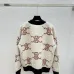 Celine Luxury Brand Women's Wool Cardigan V  neck Style with Colorful Logo Patterns and Gold  toned Buttons #A54845
