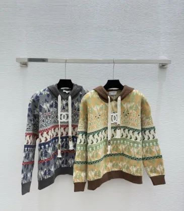 Chanel Women's Hooded Sweaters Fair Isle Pattern with CC Logo and Drawstring Detail for Fashion Aficionados #A56301 Chanel Women's Hooded Sweaters Fair Isle Pattern with CC Logo and Drawstring Detail for Fashion Aficionados #A56301