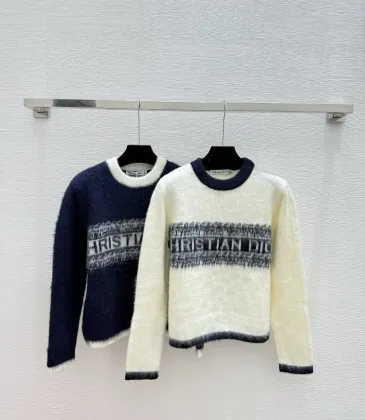 D-ior Women's Luxury Fluffy Knit Logo Sweater Featuring Contrast Christian D-ior Signature Intarsia and Cozy Crew Neckline. #A56312 D-ior Women's Luxury Fluffy Knit Logo Sweater Featuring Contrast Christian D-ior Signature Intarsia and Cozy Crew Neckline. #A56312