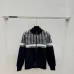 D-ior Women's Luxury Houndstooth Knit Zip-Up Jacket Sweater Featuring Elegant Mock Turtleneck and Sophisticated Wool Blend Texture #A56314