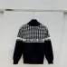 D-ior Women's Luxury Houndstooth Knit Zip-Up Jacket Sweater Featuring Elegant Mock Turtleneck and Sophisticated Wool Blend Texture #A56314