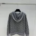 D-ior Women's Luxury Knit Hoodie Jacket, Featuring Signature Oblique Monogram Jacquard and Sporty Button-Up Silhouette with Hood. #A56315