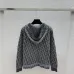 D-ior Women's Luxury Knit Hoodie Jacket, Featuring Signature Oblique Monogram Jacquard and Sporty Button-Up Silhouette with Hood. #A56315