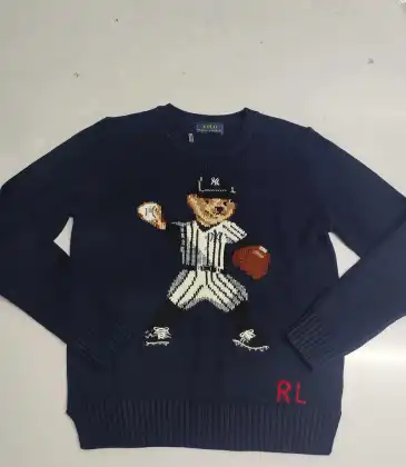 Ralph Lauren Polo Little Pony~ Autumn Winter New R Embroidered Baseball Jacket Cartoon Bear Sweater Loose Lazy Style Versatile Knitwear #A58646 Ralph Lauren Polo Little Pony~ Autumn Winter New R Embroidered Baseball Jacket Cartoon Bear Sweater Loose Lazy Style Versatile Knitwear #A58646