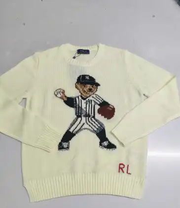 Ralph Lauren Polo Little Pony~ Autumn Winter New R Embroidered Baseball Jacket Cartoon Bear Sweater Loose Lazy Style Versatile Knitwear #A58648 Ralph Lauren Polo Little Pony~ Autumn Winter New R Embroidered Baseball Jacket Cartoon Bear Sweater Loose Lazy Style Versatile Knitwear #A58648