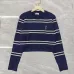 Saint Laurent Women's Wool Striped Knit Sweater with YSL Cassandre Logo #A54576