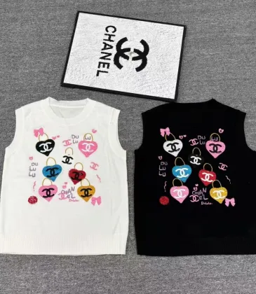 Women's Chanel Heart Pattern Knit Vest with Logo Detail #A46458 Women's Chanel Heart Pattern Knit Vest with Logo Detail #A46458