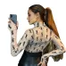 YSL European and American women's cross-border Amazon sexy see-through high-neck long-sleeved flocked high-quality top T-shirt #A64626