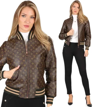 LV Designer Chic Monogram Print Cropped Baseball Jacket #A62501