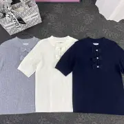 Chanel Monogram Knit Short Sleeve Crew Neck Blouse #A63658