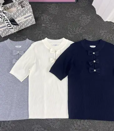 Chanel Monogram Knit Short Sleeve Crew Neck Blouse #A63658