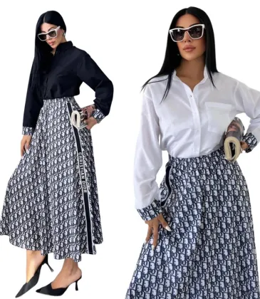 D-ior Long-Sleeve Shirt with CD Print Maxi Skirt #A46535 D-ior Long-Sleeve Shirt with CD Print Maxi Skirt #A46535